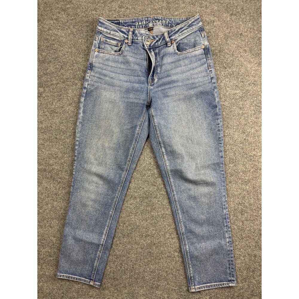 American Eagle Jeans Womens 4 Blue Highest Rise Mom Jean Stretch Distressed